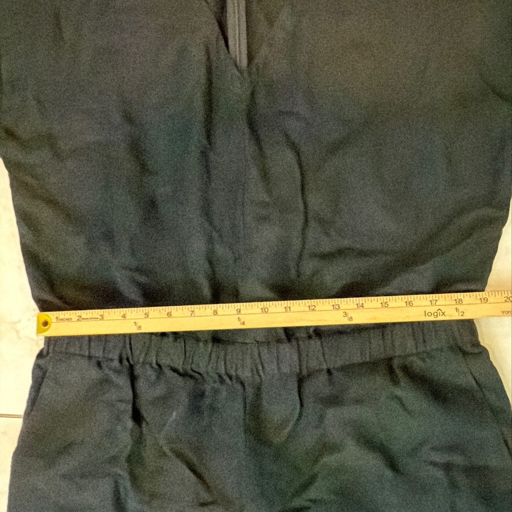 Eileen Fisher Black Linen Blend V Neck Short Sleeve Pants Jumpsuit - Picture 9 of 13